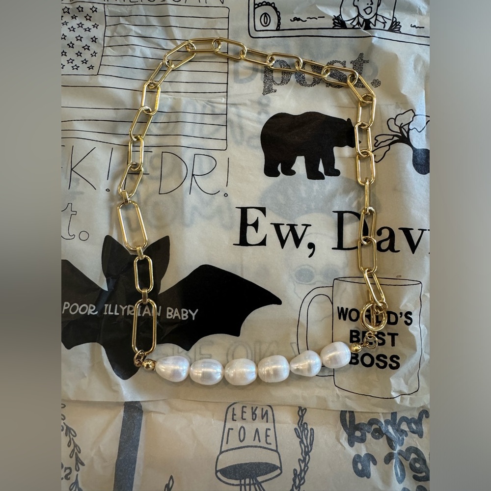 Finer Things gold and pearl 16” necklace from Post Accessories